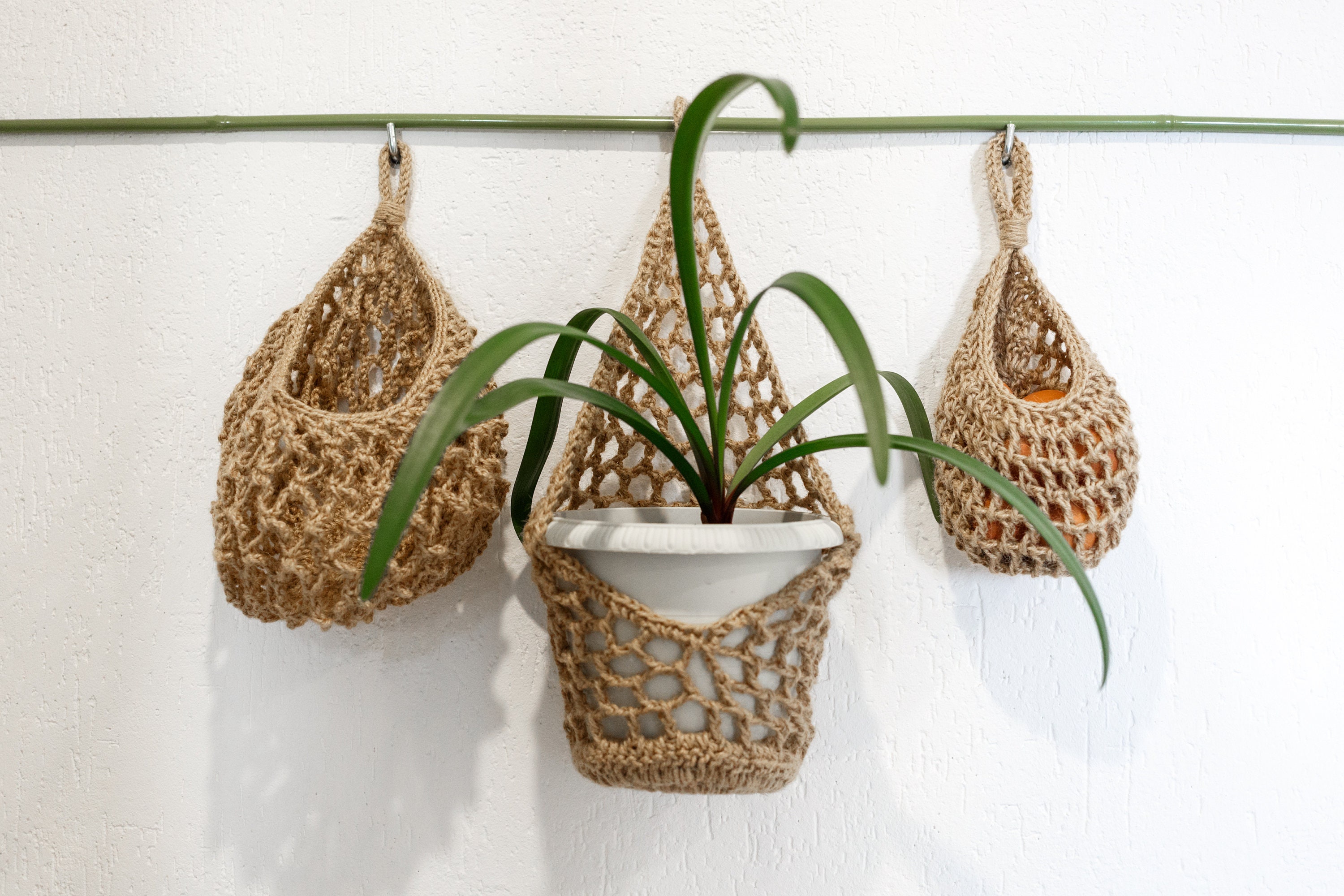 Jute hängen Korb große Teardrop Korb häkeln Netz hängen | Etsy