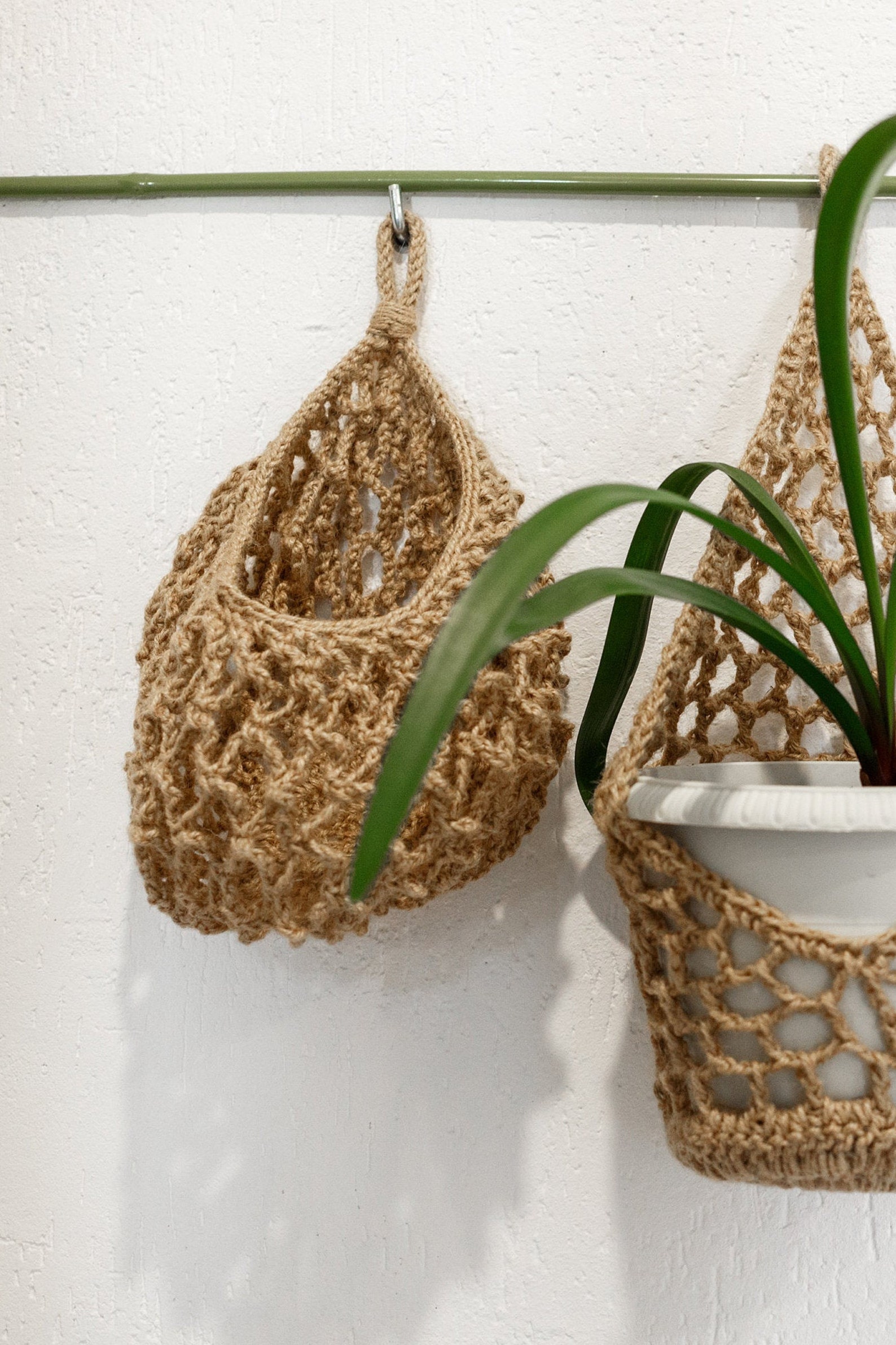 Jute hängen Korb große Teardrop Korb häkeln Netz hängen | Etsy