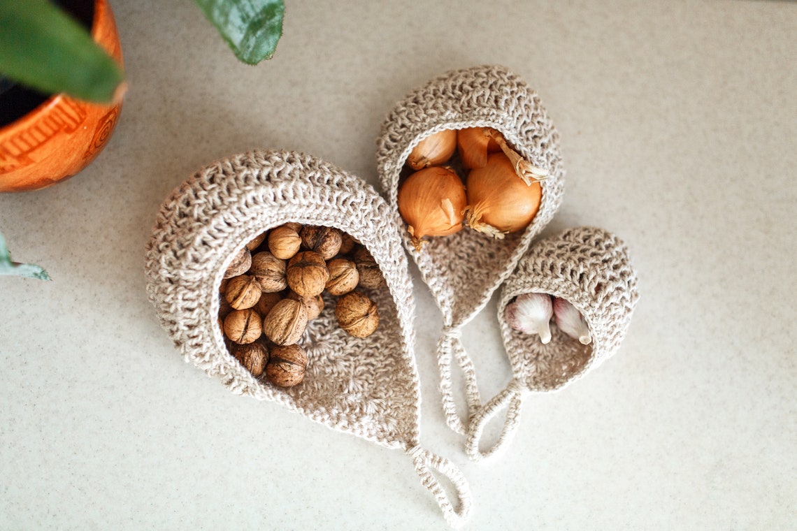 Häkeln Jute hängen Korb Gewürzkorb Satz von 2 Artikel | Etsy