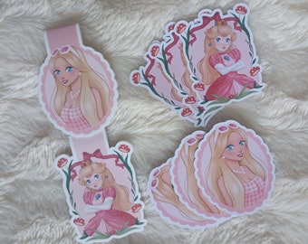 Barbie and Peach, Magnetic bookmarks and stickers