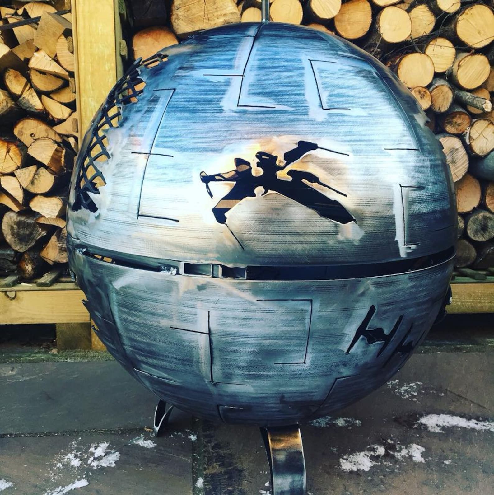 Death Star Wood Burner Death Star Fire Pit Star Wars Fire Etsy