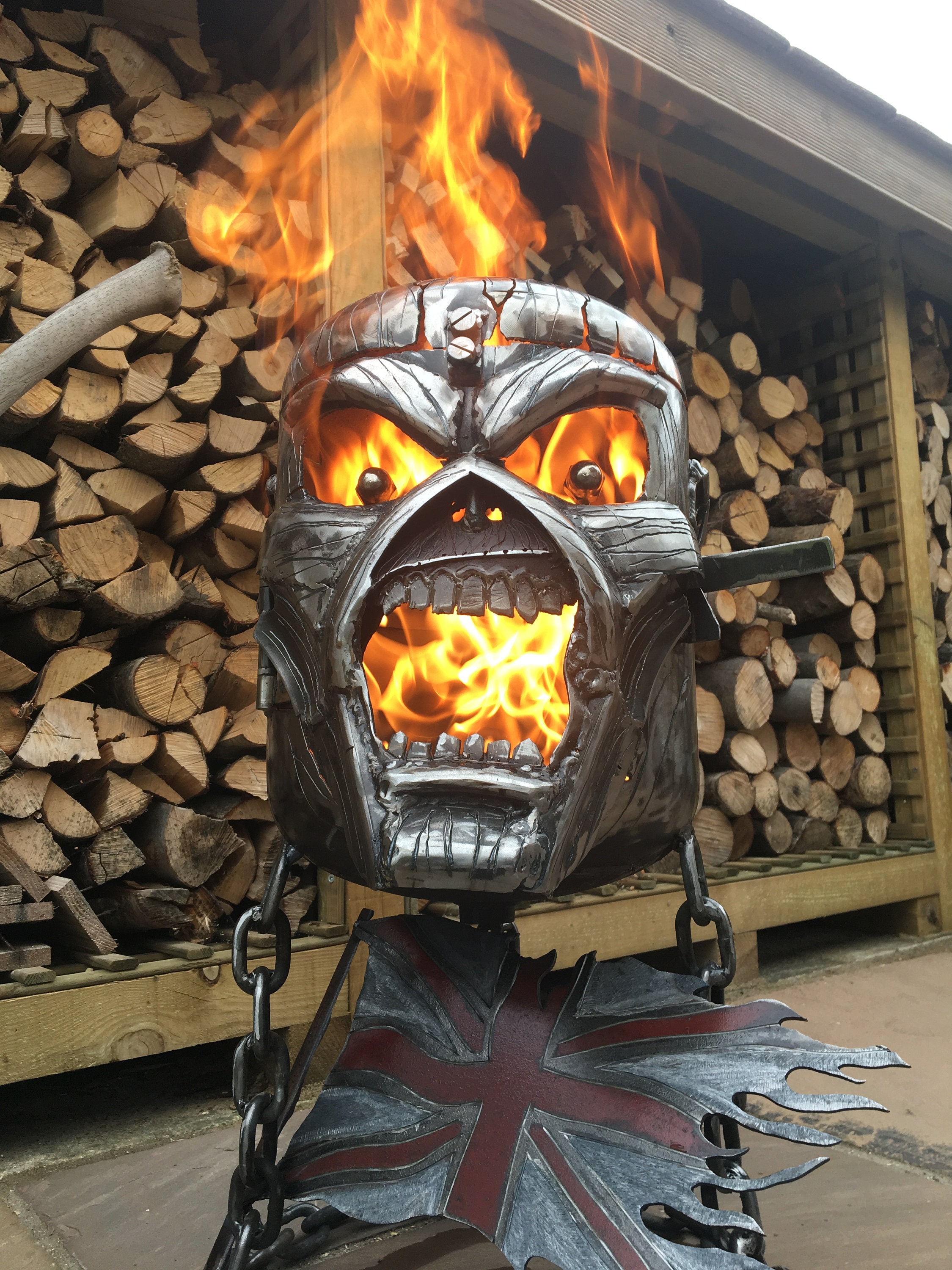 Iron Maiden Fire Pit Wood, Fire Pit Metal Art