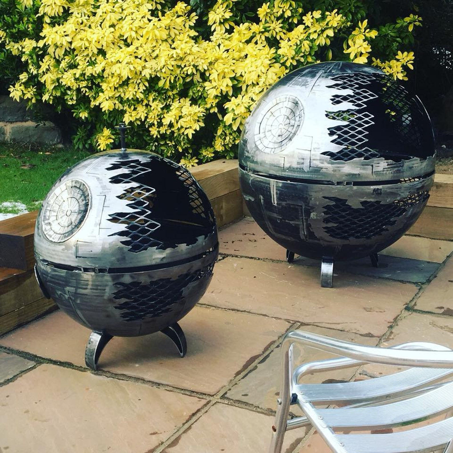 Death Star Wood Burner Death Star Fire Pit Star Wars Fire Etsy