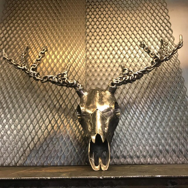 Steel Stags Head Wall Sculpture Stags Head Metal Art Metal Etsy