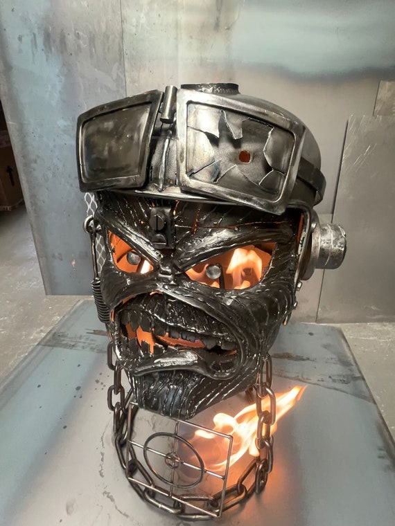 ビンテージ　パンチング　アルミニウム　メタル　キューブ　ランプ　スペースエイジ Aces High Eddie Wood Burner - Steel Sculpture - Eddie Fire Pit