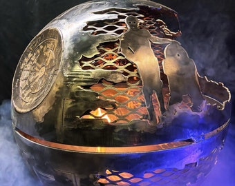 Death Star Metal Art - Death Star Fire Pit 700mm - Steel Sculpture - Death Star Wood Burner - Custom Fire Pits