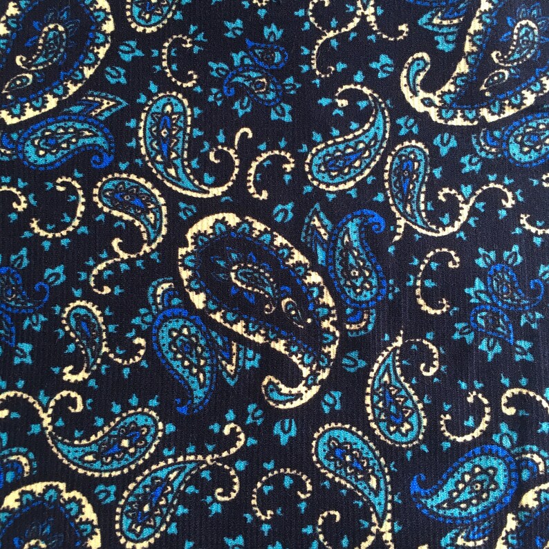 Corduroy Fabric Blue Paisley Boho Print Baby Cord Fabric by Etsy