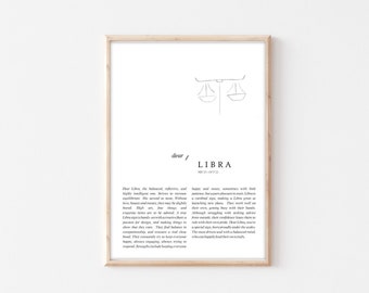 Libra Zodiac Star Sign Digital Download Wall Print Gift