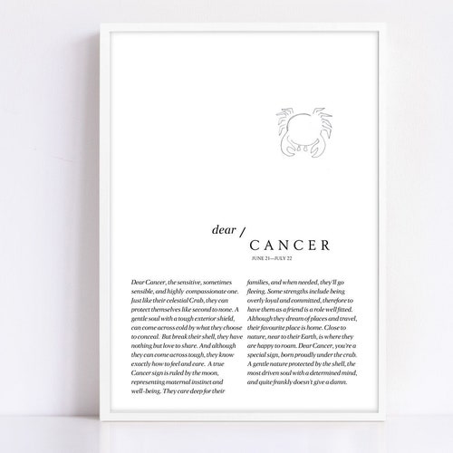 Cancer Star Sign Zodiac Digital Download Wall Print Etsy