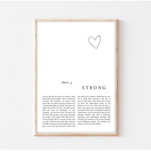 She Is Strong Wall Art Print Gift, Thinking of You Gift, Strength Print, Personalised Gift, international women's day, strong women,