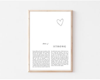 She is Strong Digital Download Wall Poem Print