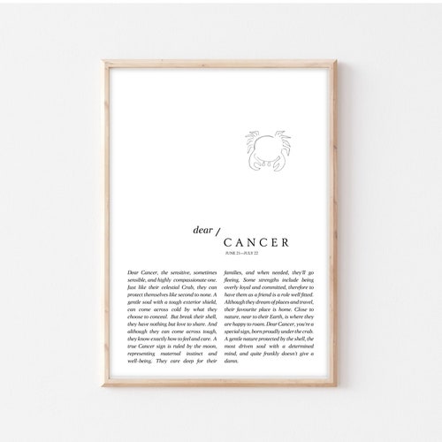 Cancer Star Sign Zodiac Digital Download Wall Print Etsy