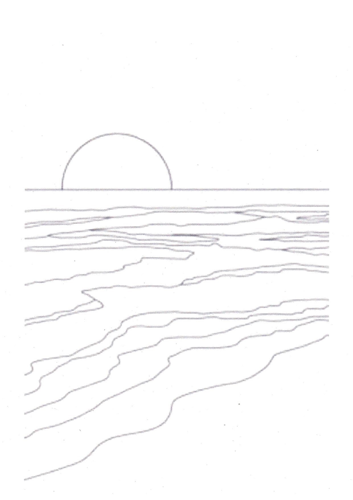 Impresión de dibujo de la línea del atardecer y del amanecer | Etsy