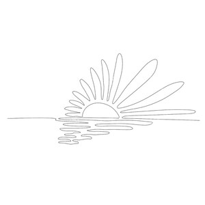 Sunset and Sunrise Line Drawing Print, Line Illustration Wall Art ...