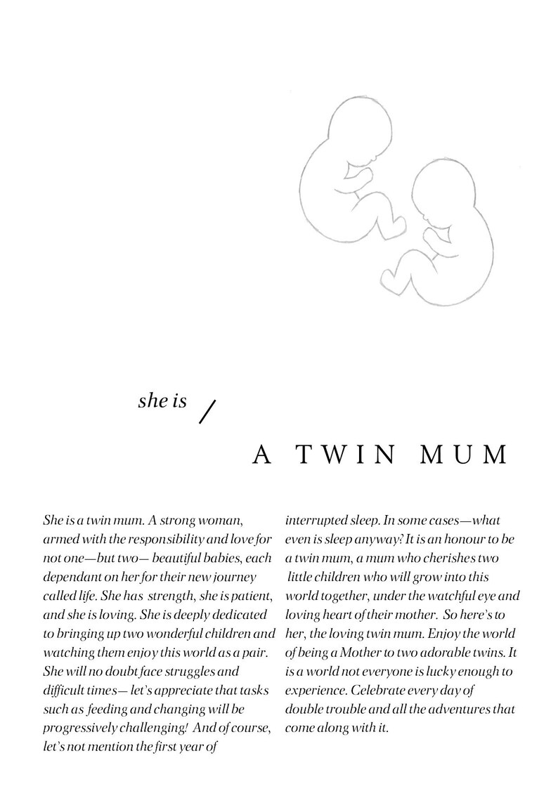 Twin Mum Wall Print Baby Shower Gift for Mum of Twins Baby Etsy UK