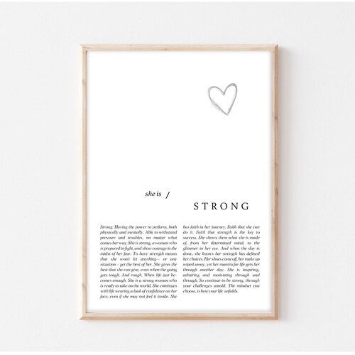 She is Strong Wall Art Print Gift Thinking of You Gift Etsy
