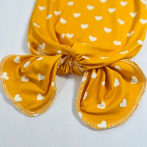 New Born Blended Caps Heart Embroidery Yellow