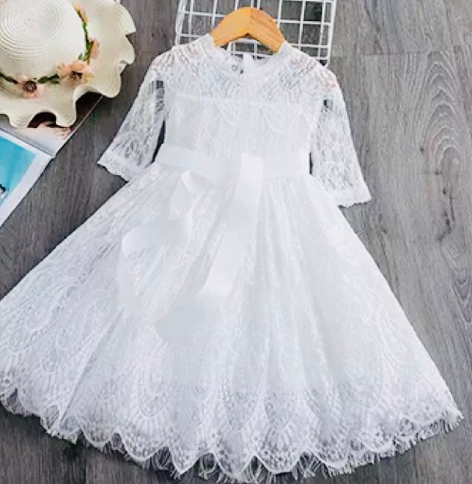 Girls confirmation dress 4T white lace flower girl dress Etsy