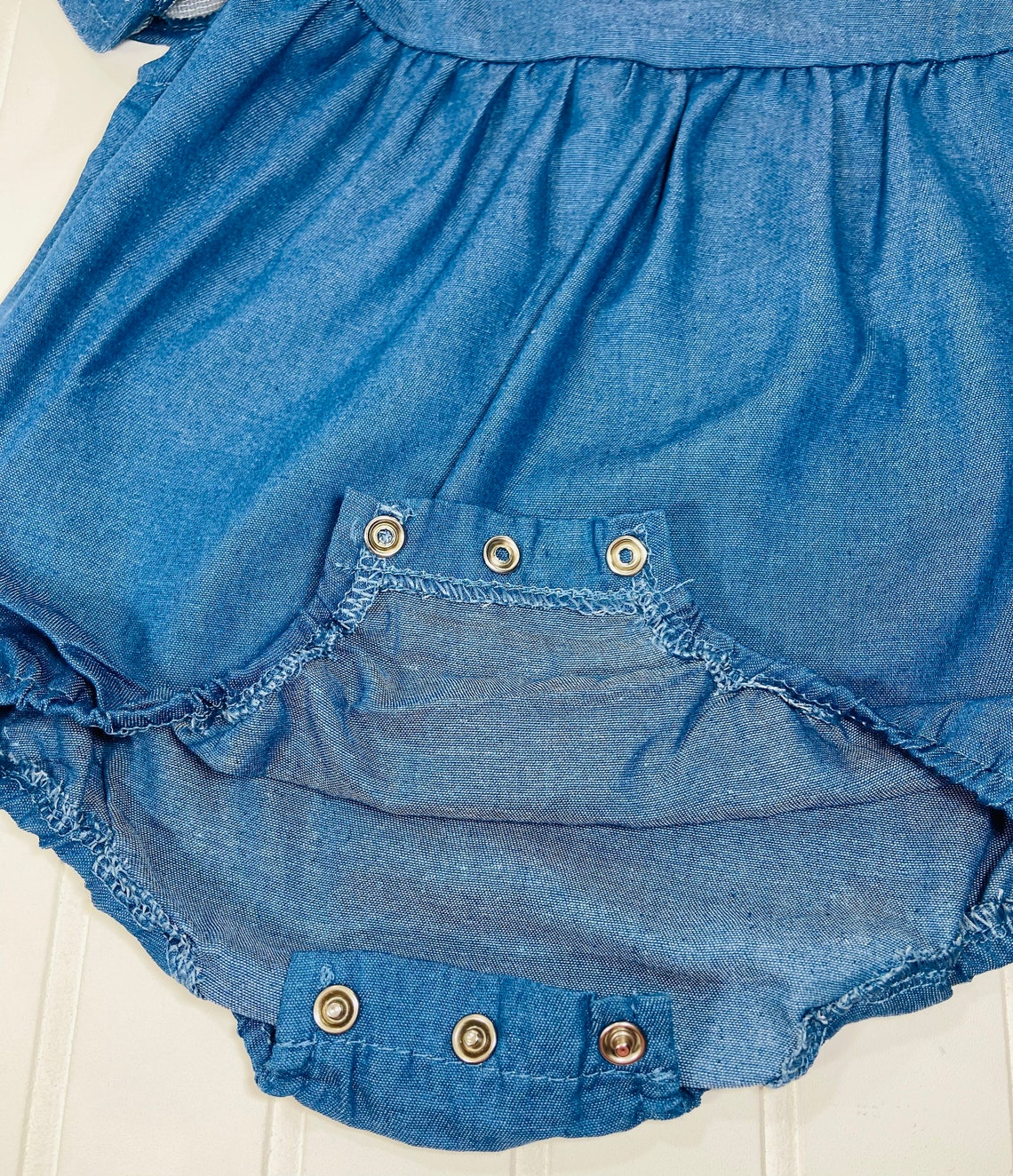 Baby Girl Denim Outfit With Embroidered Ruffle Sleeves 12 Etsy