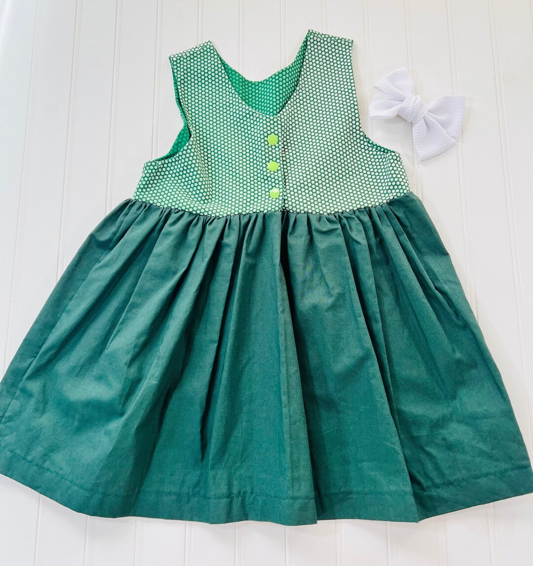 Toddler Girl Green Pinafore Dressbaby Girl One of a Kind Etsy