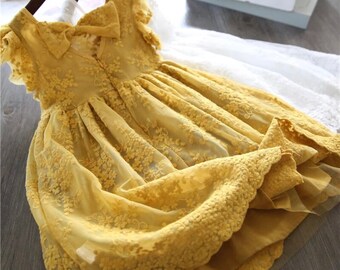 pale yellow lace dress