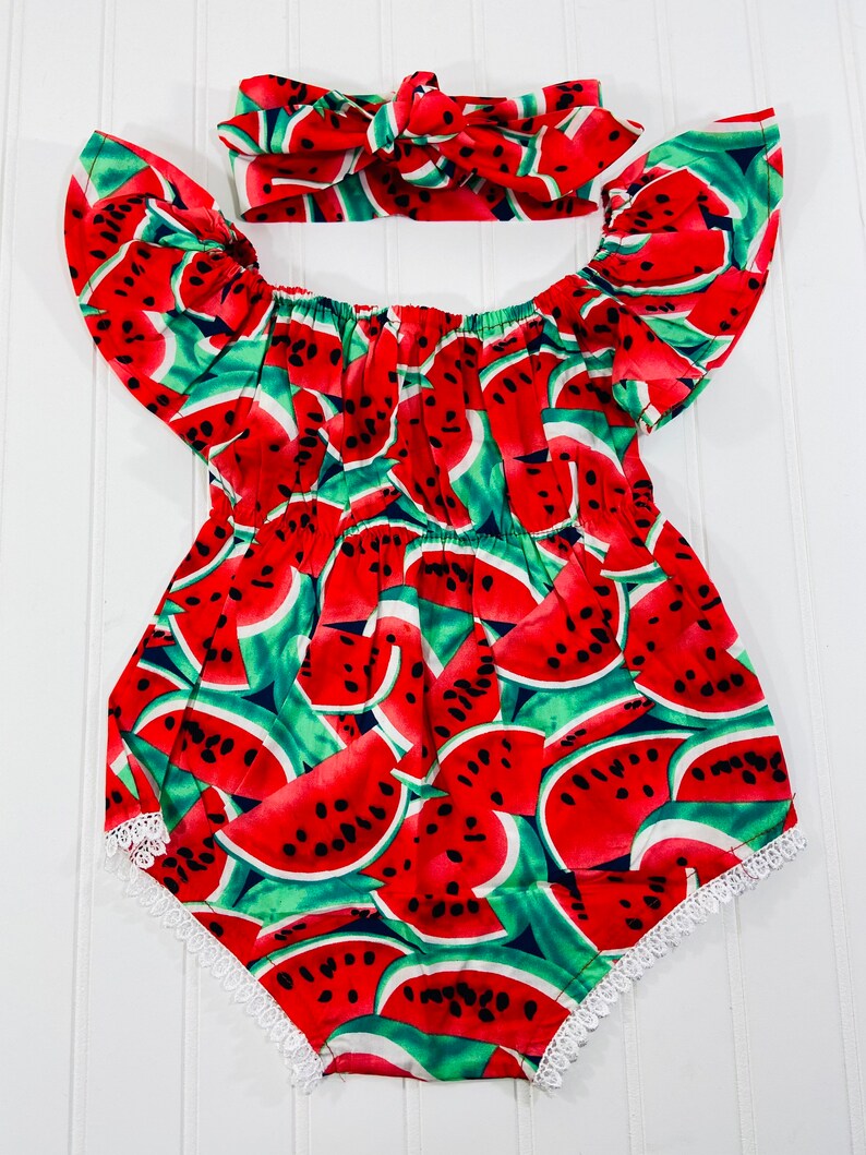 Baby Girl Watermelon Romperone in a Melon 1st Birthday Etsy