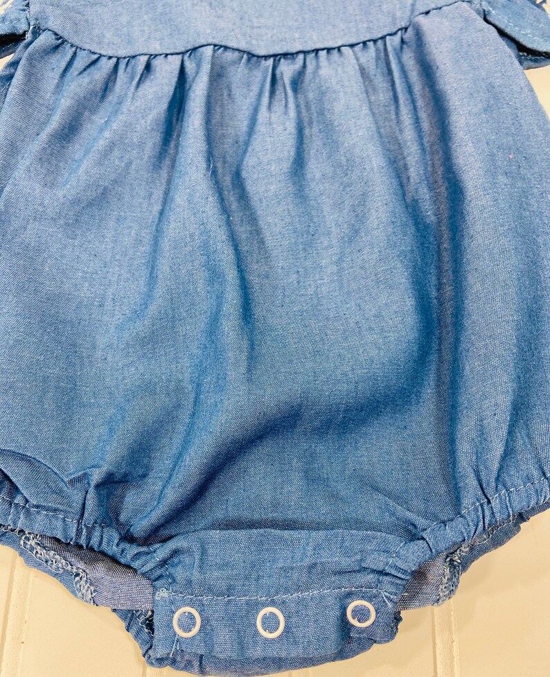 Baby Girl Denim Outfit With Embroidered Ruffle Sleeves 12 Etsy