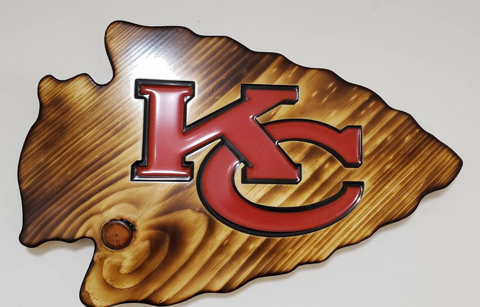 Kansas City Chiefs Wooden Logo sign Large Size 13.5W x 8.5T