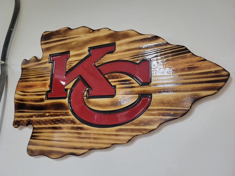 XL Kansas City Chiefs Wooden Logo sign 24W x 15T Etsy