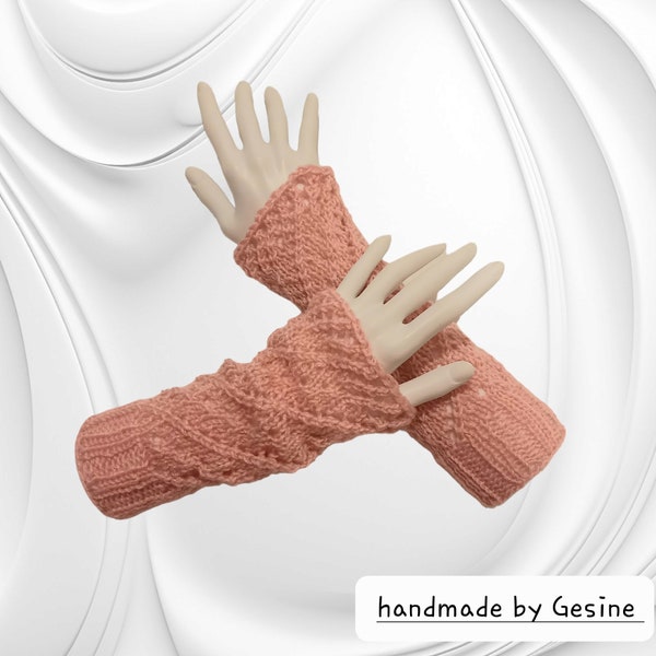 Handstulpen Damen mit Lurex in rosa,  Geschenkidee, Stulpen, Pulswärmer rosa, Strickstulpen