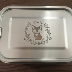 Stainless steel / metal lunch box with your own name / picture (personalised) 2 levels - 1500 ml