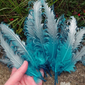 Larp accessory noctilucent "ice phoenix feathers" turquoise silver