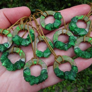 Glow-in-the-dark apocalyptic jewelry &quot;Irradiated Pendant&quot; for LARP green brown