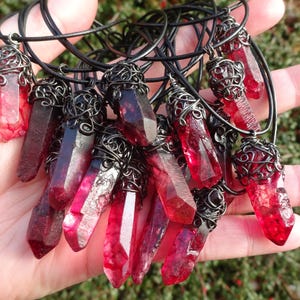 Vampire jewelry crystal lace wired red black with leather strap