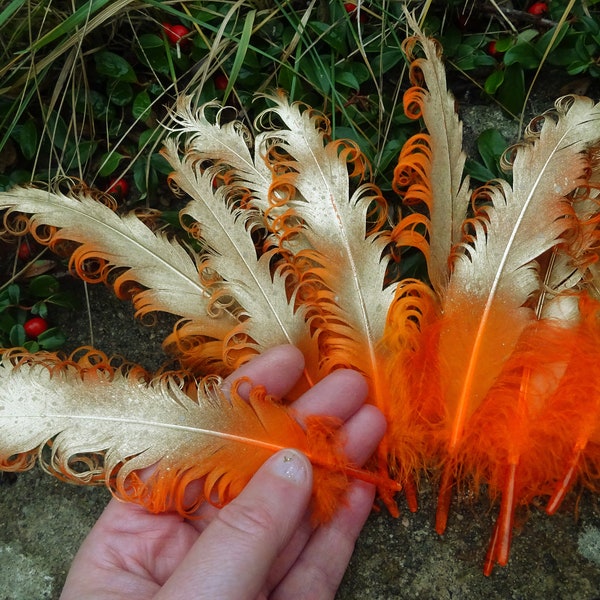 Larp Accessoire Nachtleuchtende "Phoenixfedern" goldfarben orange grün