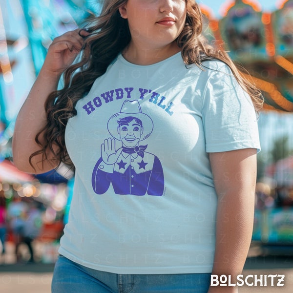 Howdy Big Tex: Texas State Fair T-Shirt (Light Blue), Comfort Colors Shirt, Vintage Western Fashion, Cowgirl, Cowboy