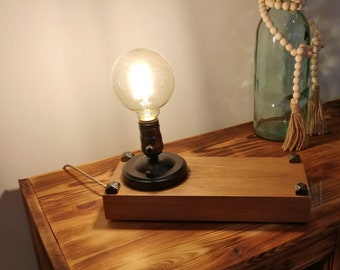 rustic oak lamp table
