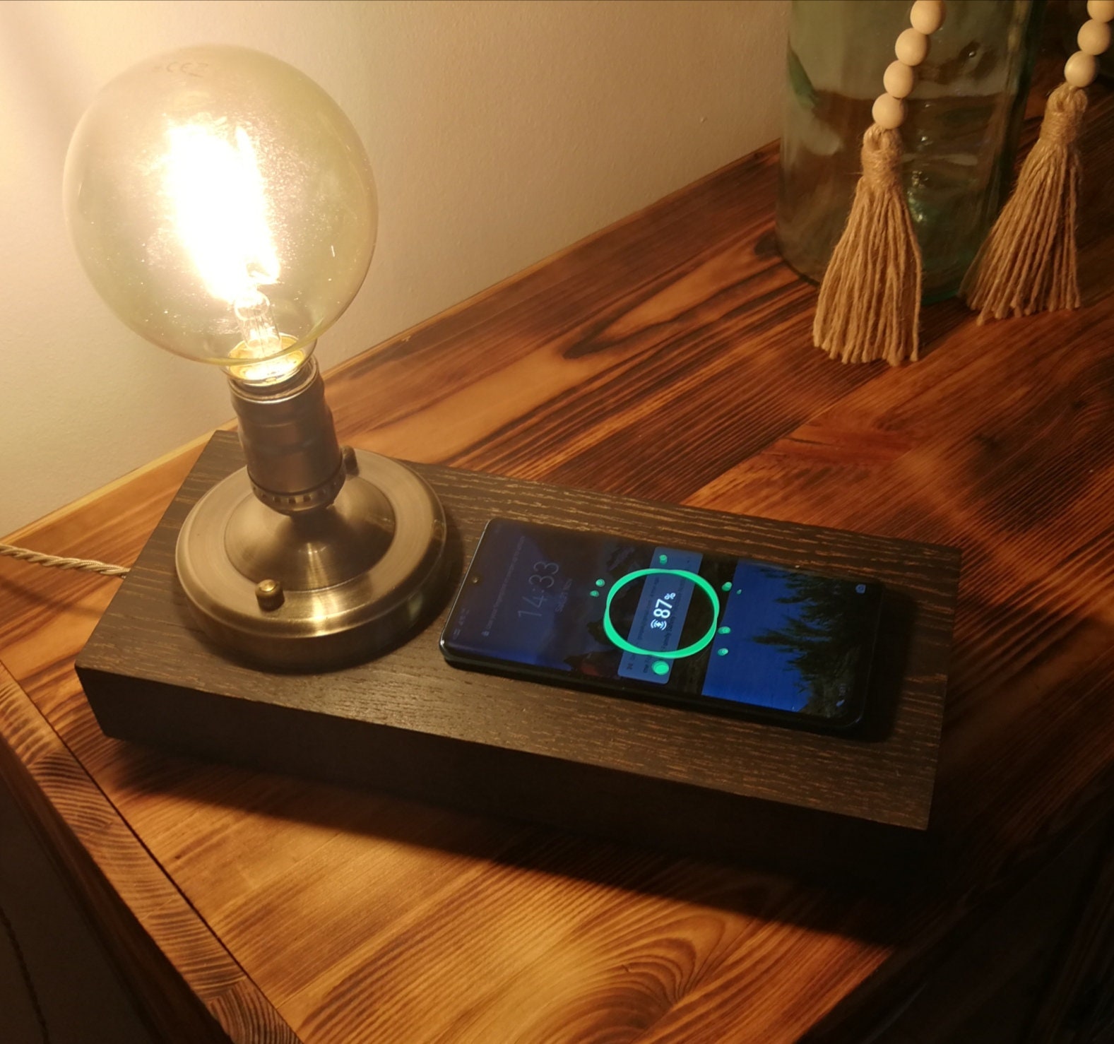 Bedside lamp with phone charger sales