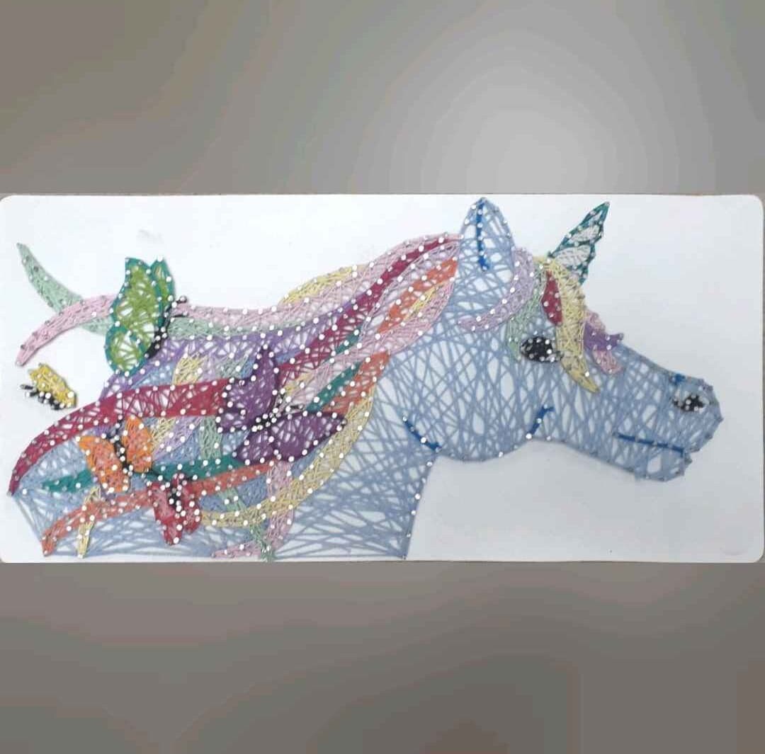 Licorne Bleu String-Art