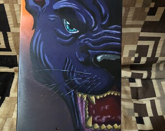 Hand Painted Skateboard Black Panther Handmade Acrylic Painted