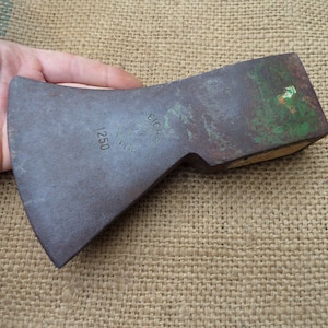 Large &quot;3 EICHEN GARANTIE&quot; Vintage German Axe Head Hatchet Antique Bushcraft Camping