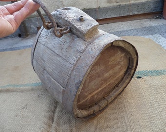 Antique Wooden Wood Barrel Keg Vessel Canteen 19th Century