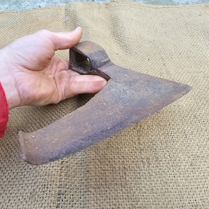 Vintage antiguo hacha cabeza ganso carpintero lado hacha de corte hierro forjado herrero forjado a mano