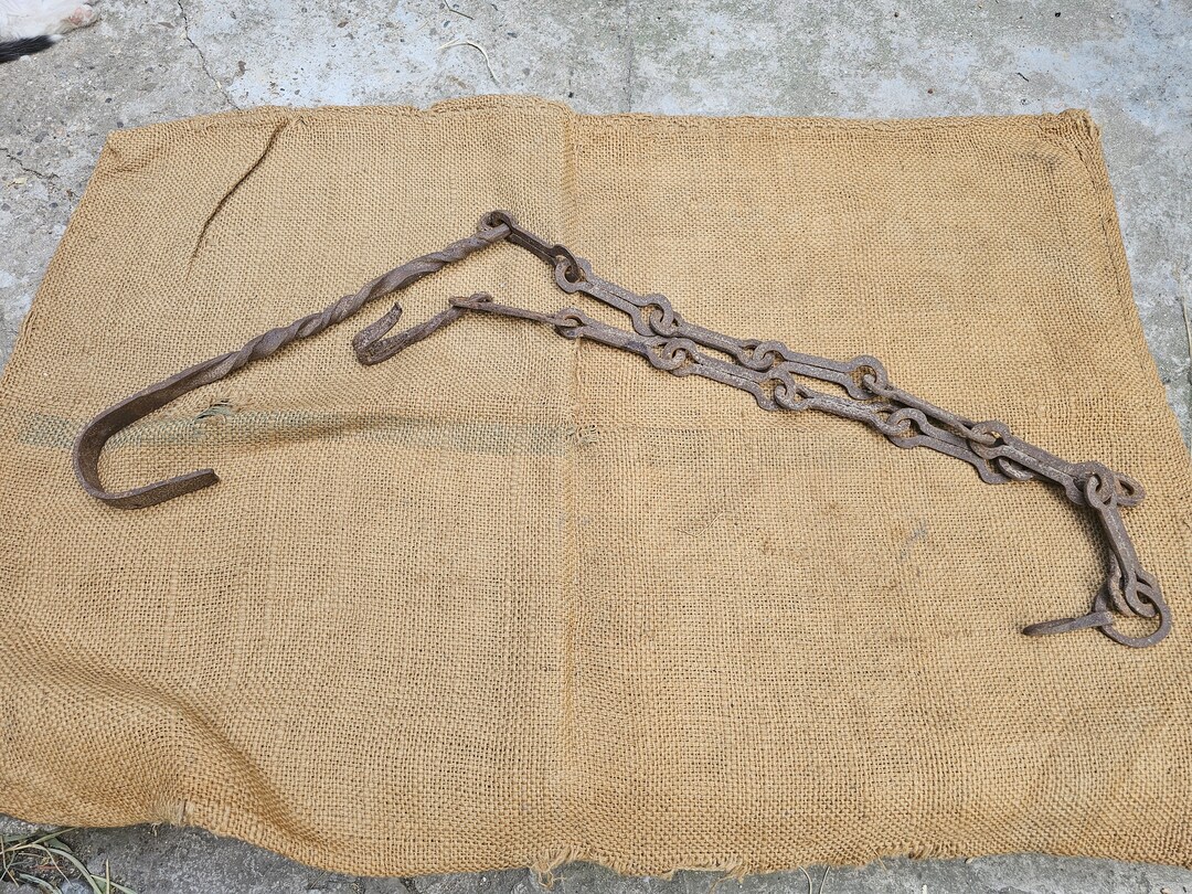 Antique Chimney Chain With Hook Antique Vintage Hand Forged Fireplace ...
