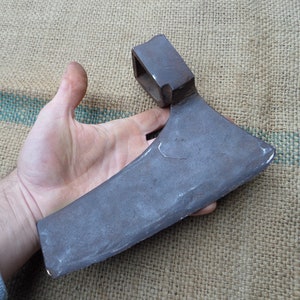 Vintage Antique Axe Head Goosewing Carpenter&#39;s Coopers Side Hewing Hatchet Wrought Iron Blacksmith Hand Forged