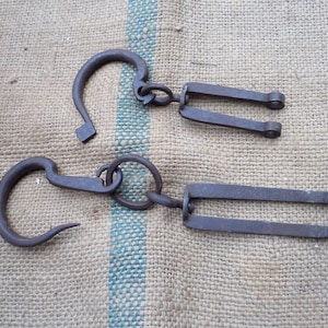 2 Antique Vintage Pivot Hook Hooks Blacksmith Hand Forged