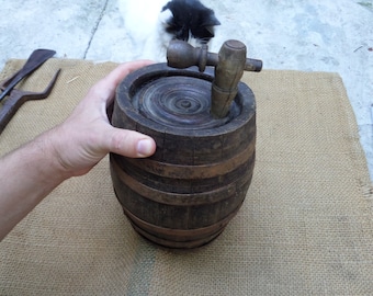 Antique Wooden Wood Barrel Keg Vessel Canteen 19th Century