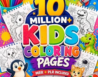 Über 10 Millionen Malvorlagen für Kinder im Paket | Alphabet, Zahlen, Beschäftigungsbücher (Digitaler Download)