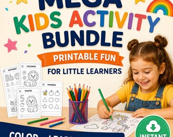 Kids Activity Bundle | Printable Worksheets, Coloring & Learning Activities
