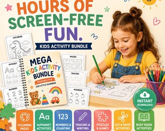 Aktivitätenpaket für Kinder | Druckbare Arbeitsblätter, Malvorlagen & Lernaktivitäten